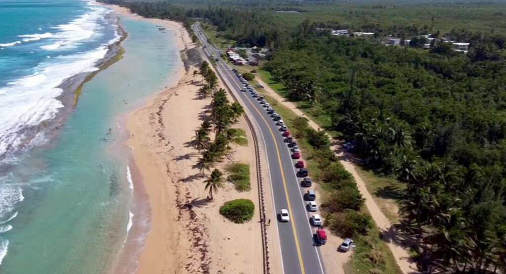 Pinones Beach Sandy Coastline La Pocita Aerial Parking